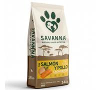 Pienso Cachorros Savanna 14 kg Salmón Pollo y Arroz, Desarrollo Saludable Cachorros y recuperación de Madres Lactantes, Alta Digestibilidad, Huesos Fuertes, Cuidado de Piel y Pelo