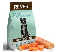 Pienso Seco Natural para Perros Adultos con Salmón (30%) y Pollo, Rever Sin Cereales, Rico en Omega para Digestión y Piel Sana - 3 kg