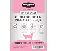 Pienso Veterinario Cuidado de Pelaje y Piel para Perros Naturalmente Feliz | Hipoalergénico sin Cereales | Salmón Hidrolizado y Péptidos | Freshtrusion HDP | Omega 3 & 6 | 1,5 kg