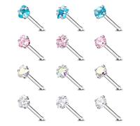 Pierced Art Trends 9PCS 20g quirúrgica de la Nariz del Acero Inoxidable del Perno Prisionero del Anillo de Perforación de la Nariz Hueso/en Forma de L/Tornillos Nariz Anillos Set