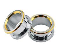 Pierced Art Trends Acero Inoxidable 316L Oro BISELADAS Carne Enchufe de Oído del Túnel del Oído medidores expansores la Joyería del Cuerpo (Medidor = 9/16" (14 mm))