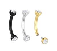 Pierced Koala 2 barras de titanio de grado implante de 16 G, rosca interna, 8 mm, para lengua, pezón, cejas, oreja, gema curvada, joyería corporal, 16G 8mm, Titanio, No es una piedra preciosa