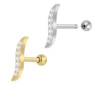 Pierced Koala 2 barras de titanio para implante de grado 16 G, para cartílago, lengua, pezón, tragus, hélice, caracola, oreja, piercing para el cuerpo, Titanio, No es una piedra preciosa