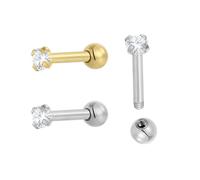 Pierced Koala 2 barras de titanio para implante de grado 16 G, para cartílago, lengua, pezón, tragus, hélice, caracola, oreja, piercing para el cuerpo, 6mm, Titanio, No es una piedra preciosa