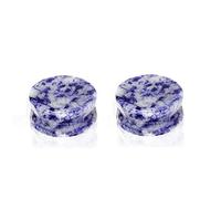 Pierced Owl Tapones de montura de piedra semipreciosa de color azul y blanco, se venden como un par