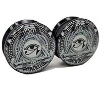 Pierced Republic Eye of Horus Illuminati - Tapones acrílicos atornillables para los oídos, 10 tamaños, Acrílico