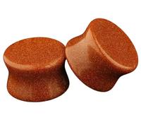 Pierced Republic Goldstone - Par de tapones de doble acampanado, 6 opciones de tamaño, Piedra, Sin gemas.,