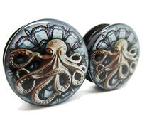 Pierced Republic Pulpo Kraken - Tapones de oídos acrílico para atornillar - 10 tamaños - Nueva marca de * 2 *