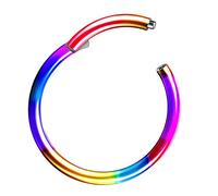 Piercing de aro de segmento, bisagra de titanio, septum, tragus, hélix, oreja, nariz, labio, nariz, labio, labio, piercing fino, arco iris, 1,0 mm x 10 mm