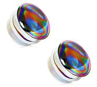 Piercing de búho de cristal Aurora Rainbow con anillo de silicona transparente, se vende como un par