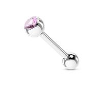 Piercing de lengua UTOPIA rosa acero quirúrgico inoxidable antialérgico, Barbell LovePIERCING, Acero aleado