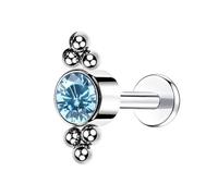 Piercing de nariz para mujer, 1 pieza de titanio con rosca interna para tragus, hélice, con circonita cúbica redonda y bolas, 1.2x10mmxM0.9Y, Metal, Circonita cúbica