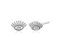 Piercing de plata ley 925 con circonita azul y diseño ojo malvado for mujer, cristal turquesa forma(Silver)