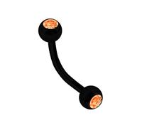 Piercing mini plátano negro revestido en 1,2 mm con dos bolas de piedra, 11 mm / Kugeln 4 mm, Acero inoxidable, No es una piedra preciosa