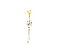 Piercing Oro Ombligo garra 6 mm cadena corazones (9kts) - Estuche Regalo - Certificado de Garantía - Mondepetit