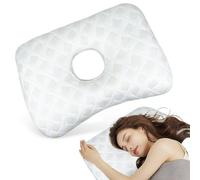 Piercing para el oído, almohada con agujero, cojín perforado para la oreja, piercing con orificio para la oreja, mini ortopédica, almohada para dormir de lado, alivio del dolor de oído (blanco)