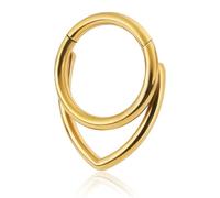 Piercing para el septum, septum clicker, segmento de acero inoxidable 316L, para tragus, nostril, ombligo, nariz, anillo para cartilage, daith, tragu, joya para mujeres y hombres (dorado)