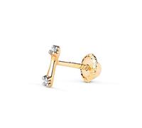 Piercing Pendiente para Oreja en Oro 18k forma de barra vertical 6mm. con circonitas