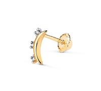 Piercing Pendiente para Oreja en Oro Bicolor de 18k con forma de luna de 8mm. y circonitas