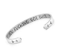 PiercingJ ak Free Grabado Personalizado Regalos inspiradores para mujeres You F**king Got This Pulsera de acero inoxidable con mensaje oculto, joyería motivacional de la amistad, pulsera para mejores