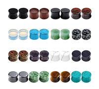 PiercingJ® - Juego de dilatadores de oreja de madera acrílica, 16 pares/32 piezas, dilatadores de oreja