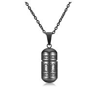 PiercingJak - Collar con colgante budista Mantra oración urna ceniza funeraria botella tubo recipiente abierto militar acero inoxidable para hombre y mujer, Acero inoxidable, No es una piedra preciosa