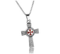 PiercingJak Collar con colgante de cruz templaria cruzado, armadura de Dios, orden del templo, medalla de acero inoxidable, Acero inoxidable, no.