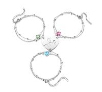 PiercingJak Conjunto de Pulseras de Piezas de Puzzle Personalizadas 2/3/4 Piezas para Familia Amor Mejor Amigo Acero Inoxidable Tobillera Pulsera con Nombre Personalizado BFF Colgante Corazón a Juego