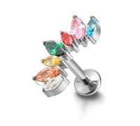 PiercingJak - Piercing de titanio para mujer, 16 G, con hilo de circonita, color oliva, hembra con hilo de labra, piercing Labret Medusa Monroe, pequeña oreja Tragus Piercing varillas, 8 mm, Unique