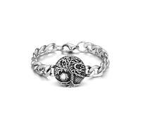 PiercingJak Pulsera de acero inoxidable para hombre, estilo retro, gótico, vikingo, cabeza de lobo, brújula, nudo trinitario, árbol de la vida, pulsera de cadena de eslabones vikingos pesados, joyería