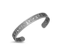 PiercingJak Pulsera de hombre con runas vikingas, de acero inoxidable, 10 mm de ancho, brazalete abierto, amuleto nórdico, amuleto para hombres, amigos, padre, hermano