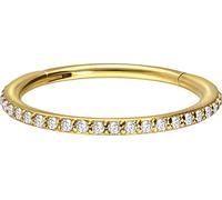 PIERCINGLINE Clicker de anillo de segmento de acero quirúrgico | CONJUNTO CRISTALES | Piercing Septum Oreja Tragus Helix | Diámetro interior 14 mm color dorado