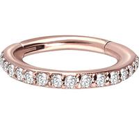 PIERCINGLINE Clicker de anillo de segmento de acero quirúrgico | CONJUNTO CRISTALES | Piercing Septum Oreja Tragus Helix | Diámetro interior 6 mm color oro rosa