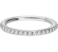 PIERCINGLINE Clicker de anillo de segmento de acero quirúrgico | CONJUNTO CRISTALES | Piercing Septum Oreja Tragus Helix | Diámetro interior 7 mm color plata