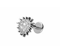 PIERCINGLINE Corazón de cristal de titanio con forma de corazón y rayos de sol, color oro rosa, negro, dorado y plateado, Stablänge: 7mm | Stabstärke: 1,2mm, Titanio, Cristal