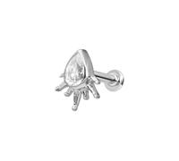 PIERCINGLINE Labret de oro de 14 quilates con rosca interior, gotas de moisanita + rayos de sol, oro rosa 585, color oro rosa, dorado, plateado, Stablänge: 7mm - Stabstärke: 1mm, Dorado, Moissanita