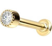 PIERCINGLINE Labret de oro de 18 quilates, 0,8 mm, rosca diamante, disc, 0,05 quilates, tamaño a elegir, 1,2 mm Stabstärke / 6 mm Stablänge, Oro amarillo, Diamante