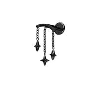 PIERCINGLINE Labret de titanio con arco Push Fit + 3 estrellas - oro rosa, negro, dorado, plateado, Stablänge: 10mm | Stabstärke: 1mm, Titanio, sin gema