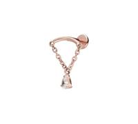 PIERCINGLINE Labret de titanio con arco Push Fit + cadena + gotas de cristal - oro rosa, negro, dorado y plateado, Stablänge: 7mm | Stabstärke: 1,2mm, Titanio, Cristal