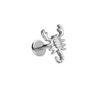 PIERCINGLINE Labret de titanio con escorpión push fit, color dorado y plateado, Stablänge: 6mm | Stabstärke: 1,2mm, Titanio, sin gema