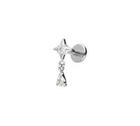 PIERCINGLINE Labret de titanio con estrella de ajuste push fit + gotas de cristal, color oro rosa, negro, dorado, plateado, Stablänge: 5mm | Stabstärke: 1mm, Titanio, Cristal