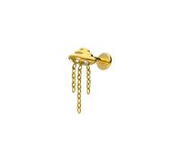 PIERCINGLINE Labret de titanio con rosca hembra UFO + cadena + cristales - oro rosa, negro, dorado, plateado, Stablänge: 7mm | Stabstärke: 1,2mm, Titanio, Cristal