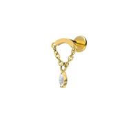 PIERCINGLINE Labret de titanio con rosca interior, arco + cadena + gotas de cristal - oro rosa, negro, dorado, plateado, Länge: 6mm | Stärke: 1,2mm | Disc: 11,5 x 21mm, Titanio, Cristal