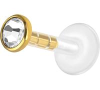 PIERCINGLINE Labret Piercing Bioplástico con Sistema Plug-in - Acero Quirúrgico Pernos Cristal - Piercing Nariz Oreja Labio - Colores Dorados