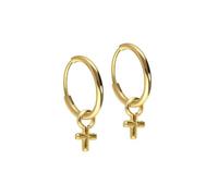 PIERCINGLINE Pendientes de aro de titanio con diseño de cruz en oro rosa, negro, dorado, plateado, InnenØ: 12mm + Design: 1,6mm, Titanio, sin gema