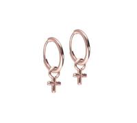 PIERCINGLINE Pendientes de aro de titanio con diseño de cruz en oro rosa, negro, dorado, plateado, InnenØ: 10mm + Design: 1,6mm, Titanio, sin gema