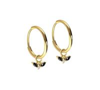 PIERCINGLINE Pendientes de aro de titanio, diseño de murciélago, color dorado y plateado, InnenØ: 12mm + Design: 1,6mm, Titanio, sin gema