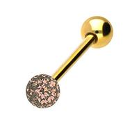 PIERCINGLINE Piercing de acero quirúrgico con bola de acero quirúrgico epoxy y acero quirúrgico, barra para el pecho, lengua, selección de colores y tamaños, Acero quirúrgico 316L/resina epoxi
