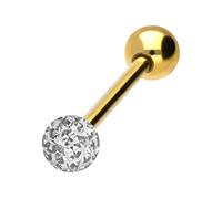 PIERCINGLINE Piercing de acero quirúrgico con bola de acero quirúrgico epoxy y acero quirúrgico, barra para el pecho, lengua, selección de colores y tamaños, Acero quirúrgico 316L/resina epoxi