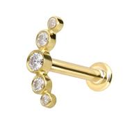 PIERCINGLINE Piercing de oro de 14 quilates con arco de moissanita push fit, color y tamaño a elegir, 1,2 mm Stabstärke / 8 mm Stablänge, Oro 585 de 14 quilates titanio (grado 23), Moissanita